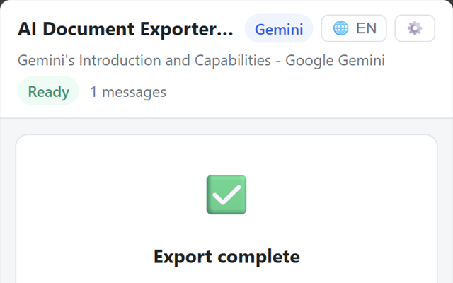 Successful Word document export confirmation